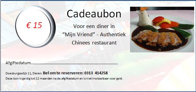 Cadeaubonnen Restaurant Mijn Vriend